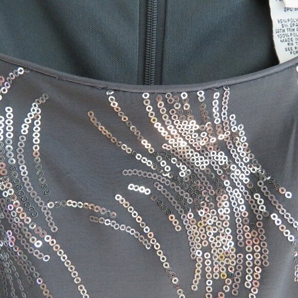 ALEX EVENINGS Grey Silver Sequin Ruched Maxi Evening Dress Gown - Size US 16W - Picture 10 of 15